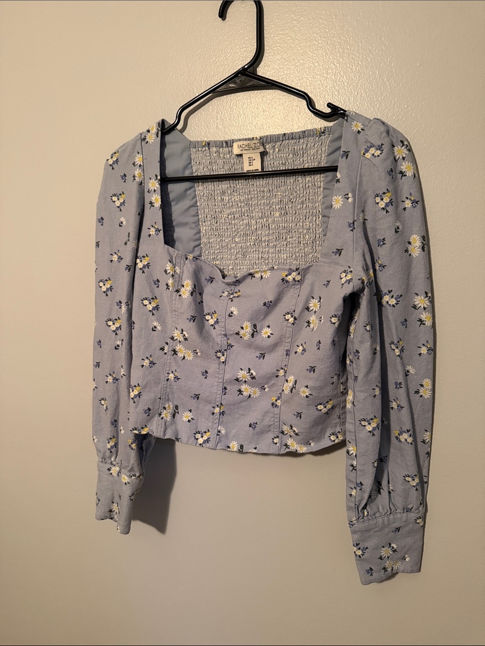 Rachel Zoe Powder Blue Daisy Square-Neck Blouse